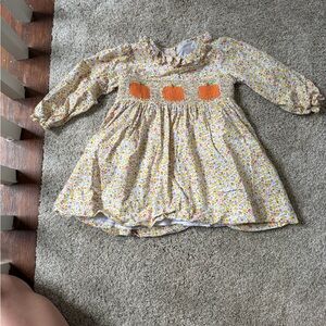 Floral Kids Casual Dress with Orange Accents